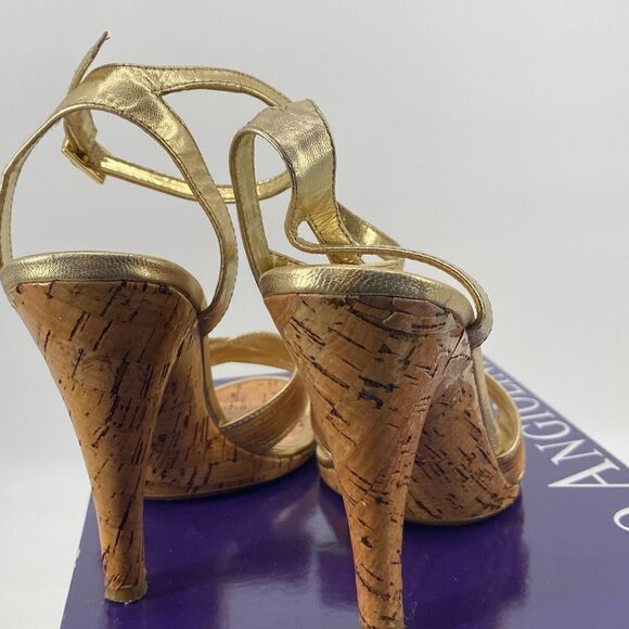 Enzo Angiolini Bamboo Easenya Open Toe Heels Leather‎ Gold Natural 6.5 - Picture 9 of 15